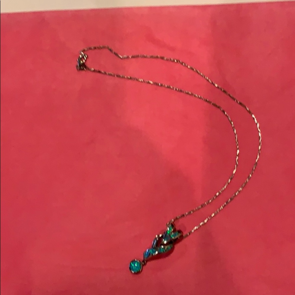 Sterling silver Opal and diamond necklace